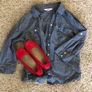 Denim polka dot Button Up shirt